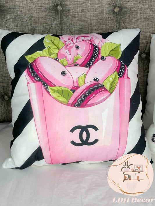 Stripped Chanel Inspired Throw Pillow