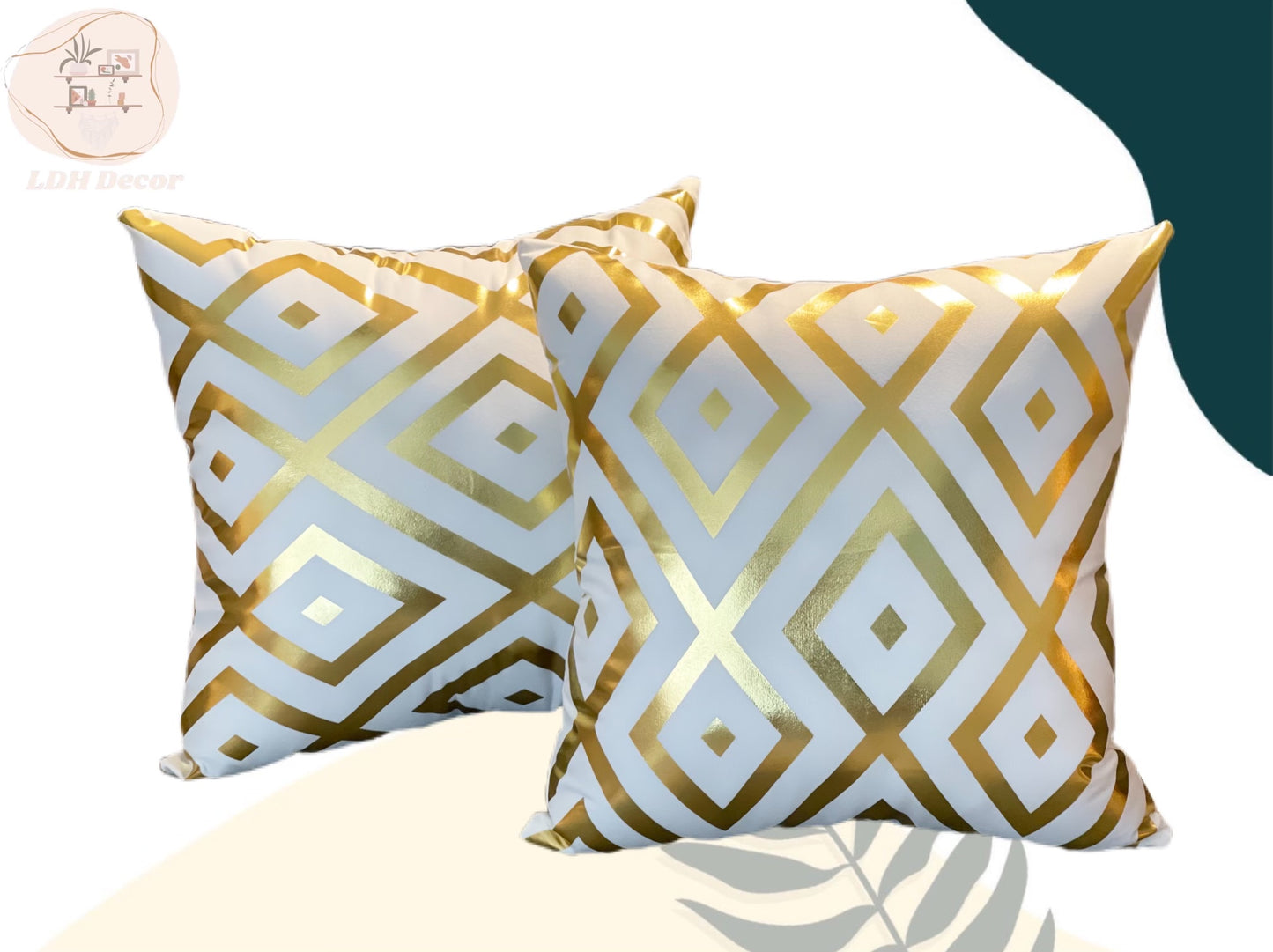 Modern White & Gold Pillow