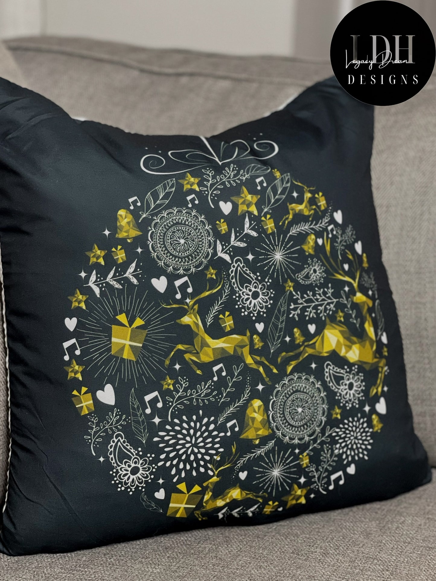 Black Ornament Throw Pillow