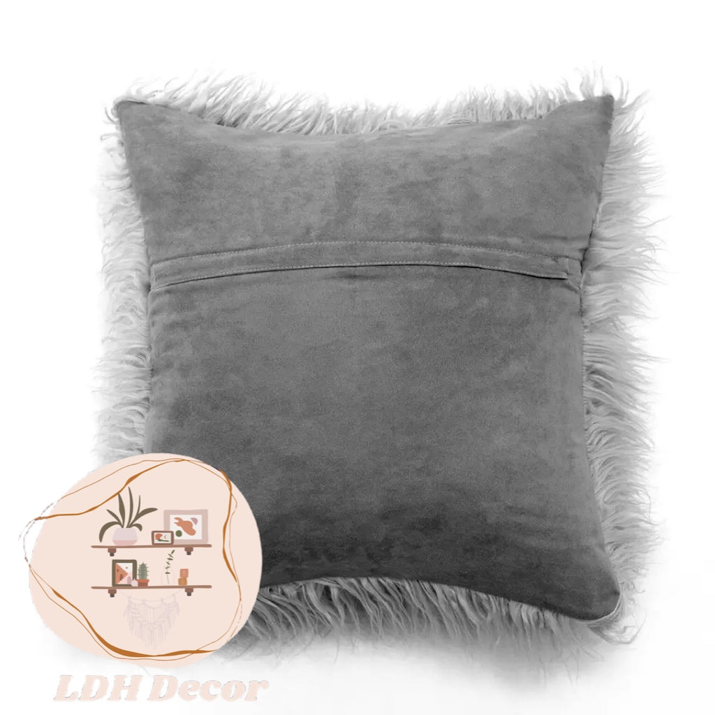 Light Grey Faux Fur Pillow