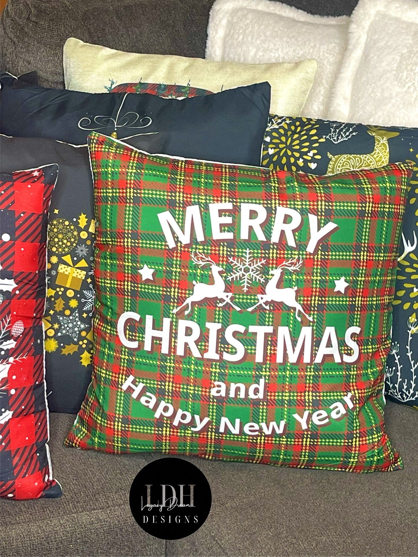 Green Christmas Throw Pillow