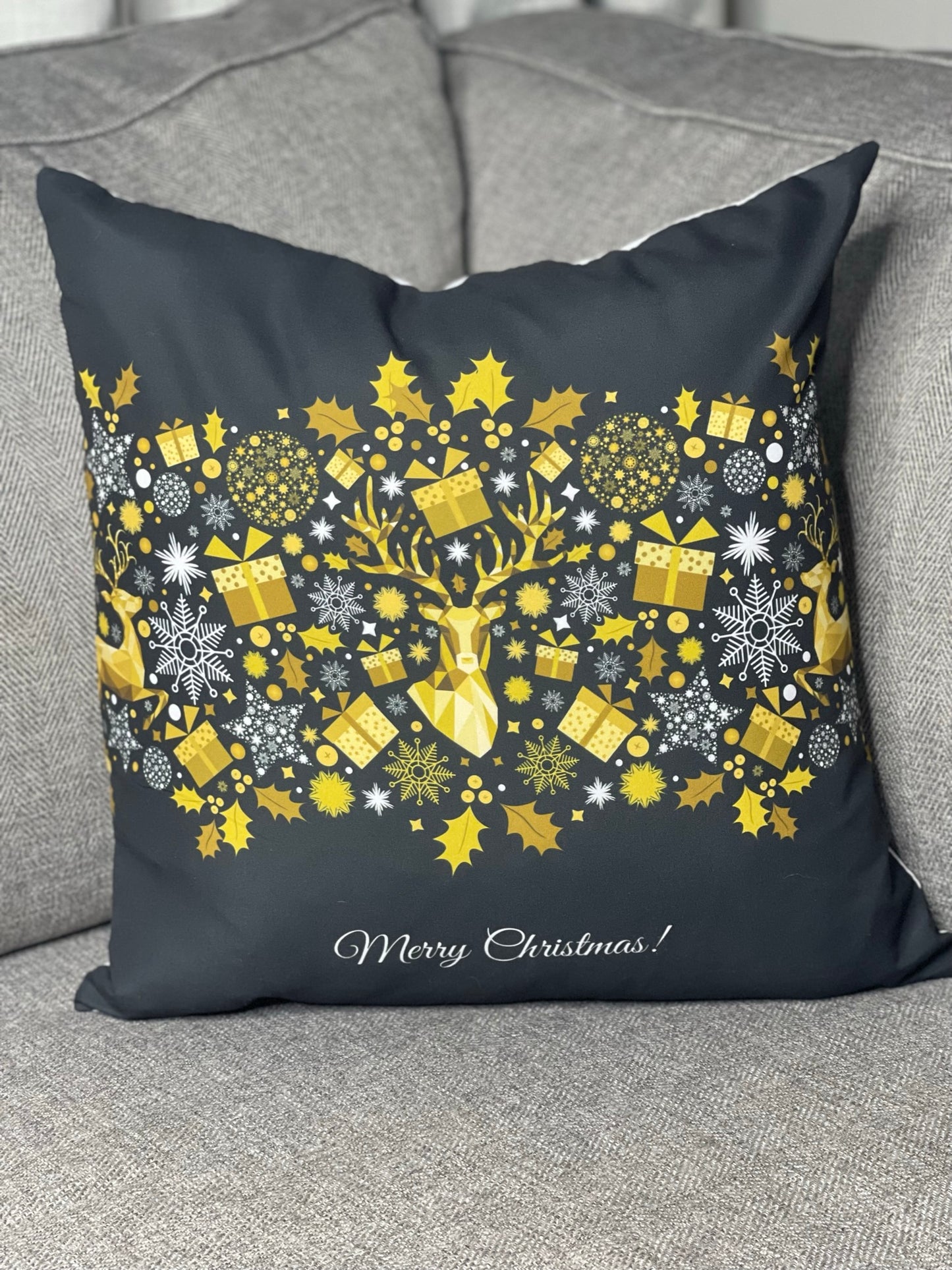 Black and Gold Holiday Throw Pillow
