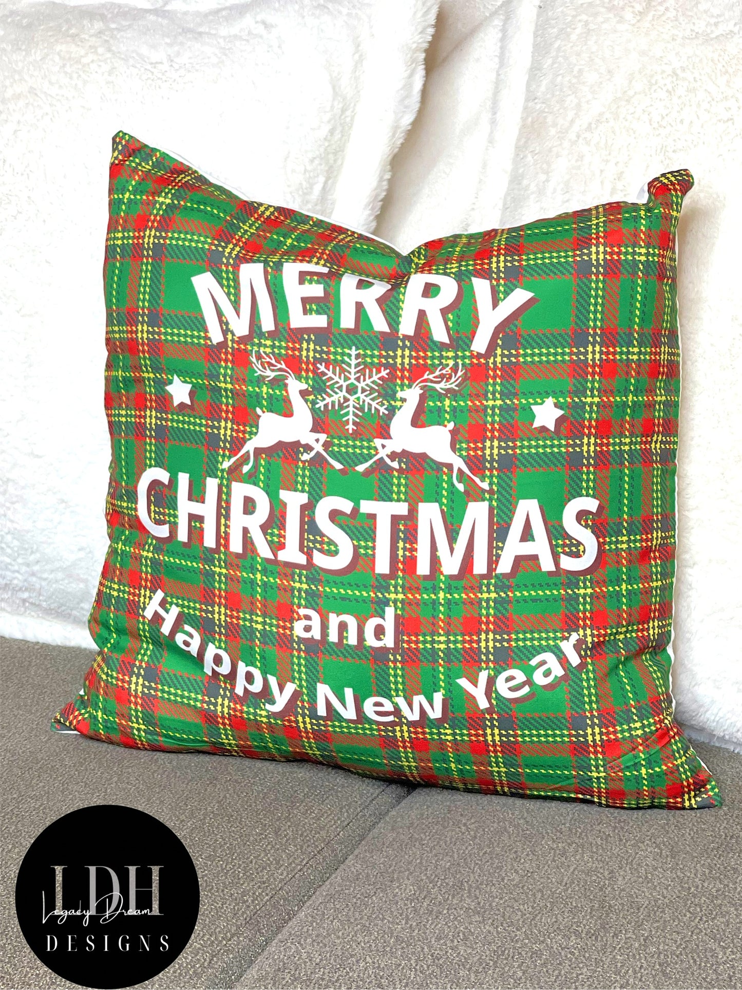 Green Christmas Throw Pillow
